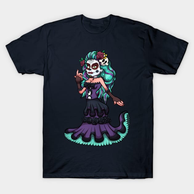 Sugar Skull Girl T-Shirt by TheMaskedTooner